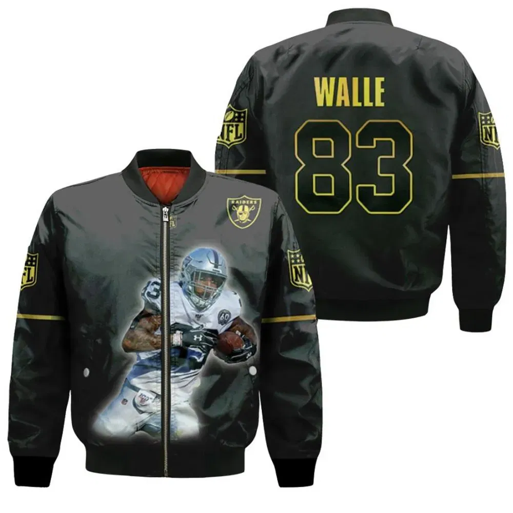 Sportswearmerch Las Vegas Raiders NFL Darren Waller Pattern Bomber Jacket For Fan