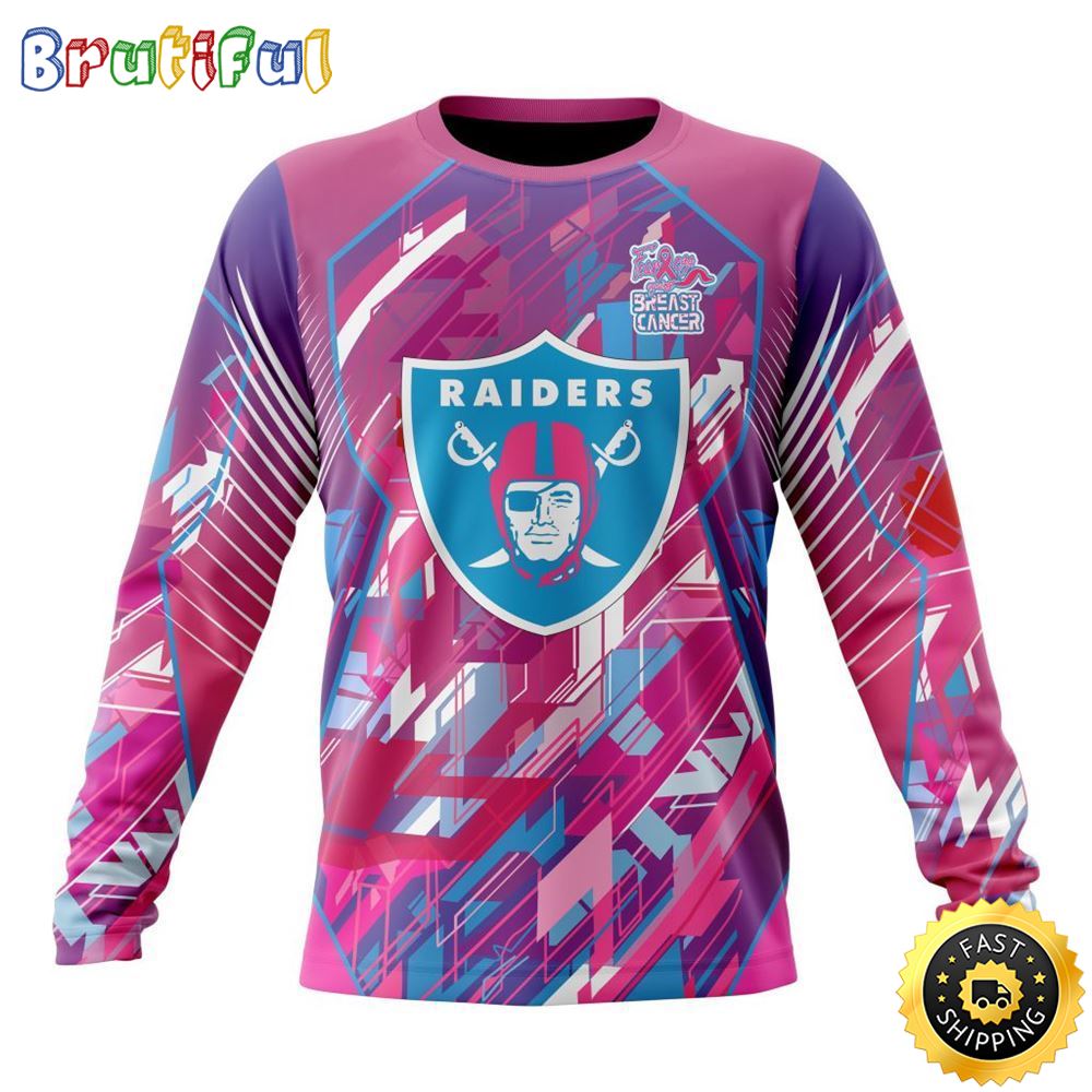 Sportswearmerch Las Vegas Raiders NFL For Breast Cancer Survivors Personalized Sweater For Fan