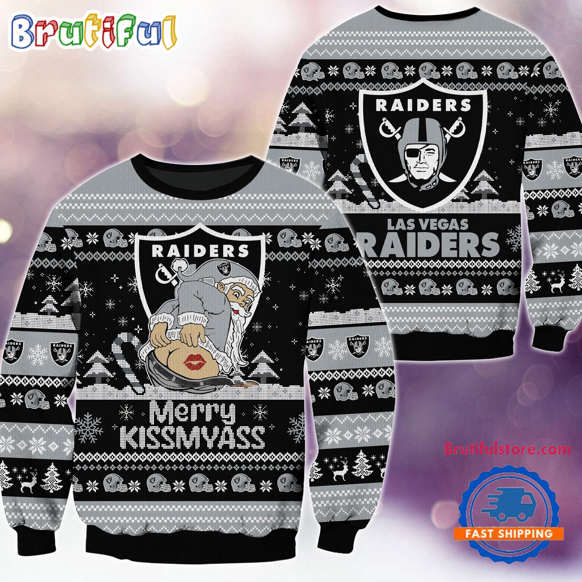 Sportswearmerch Las Vegas Raiders NFL Funny Santa Claus Christmas Sweater For Fan