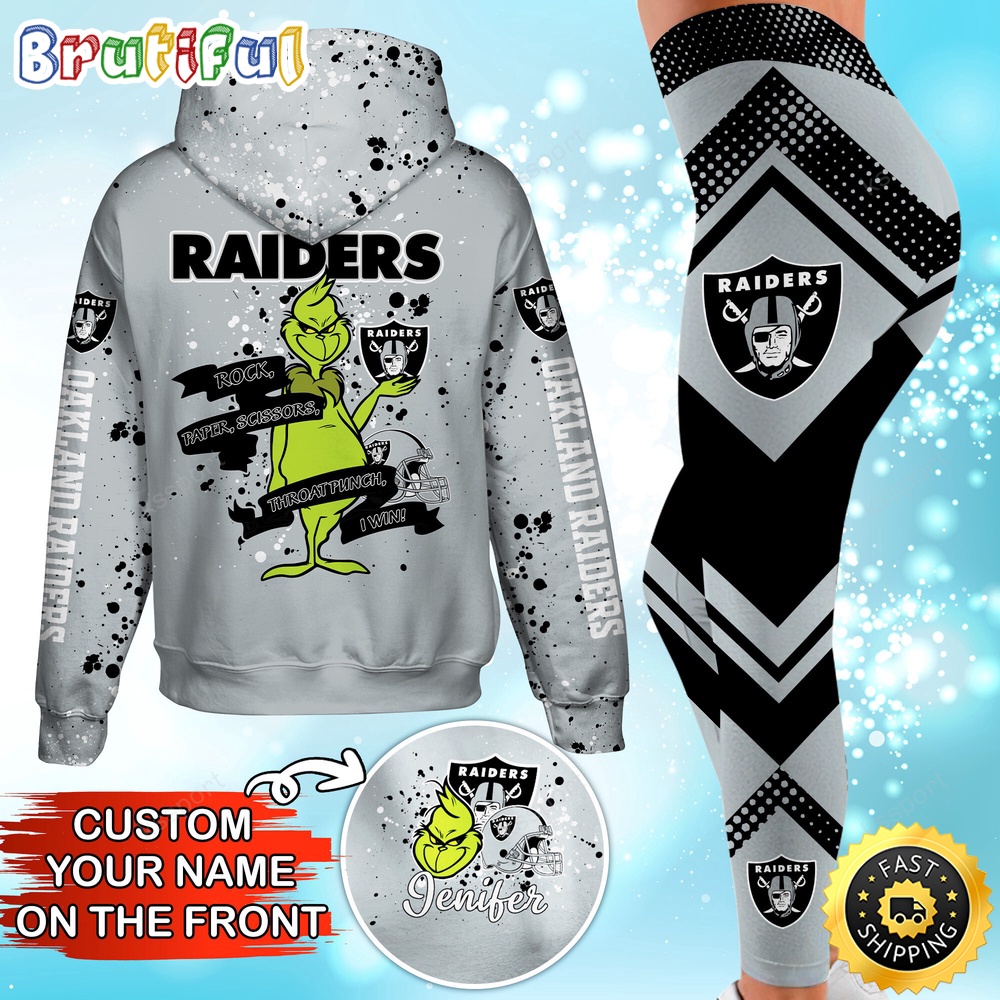 Sportswearmerch Las Vegas Raiders NFL Hoodie Leggings The Grinch For Fan