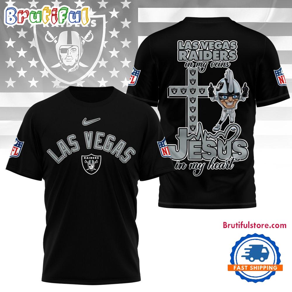 Sportswearmerch Las Vegas Raiders NFL In My Veins In My Heart T-Shirt For Fan