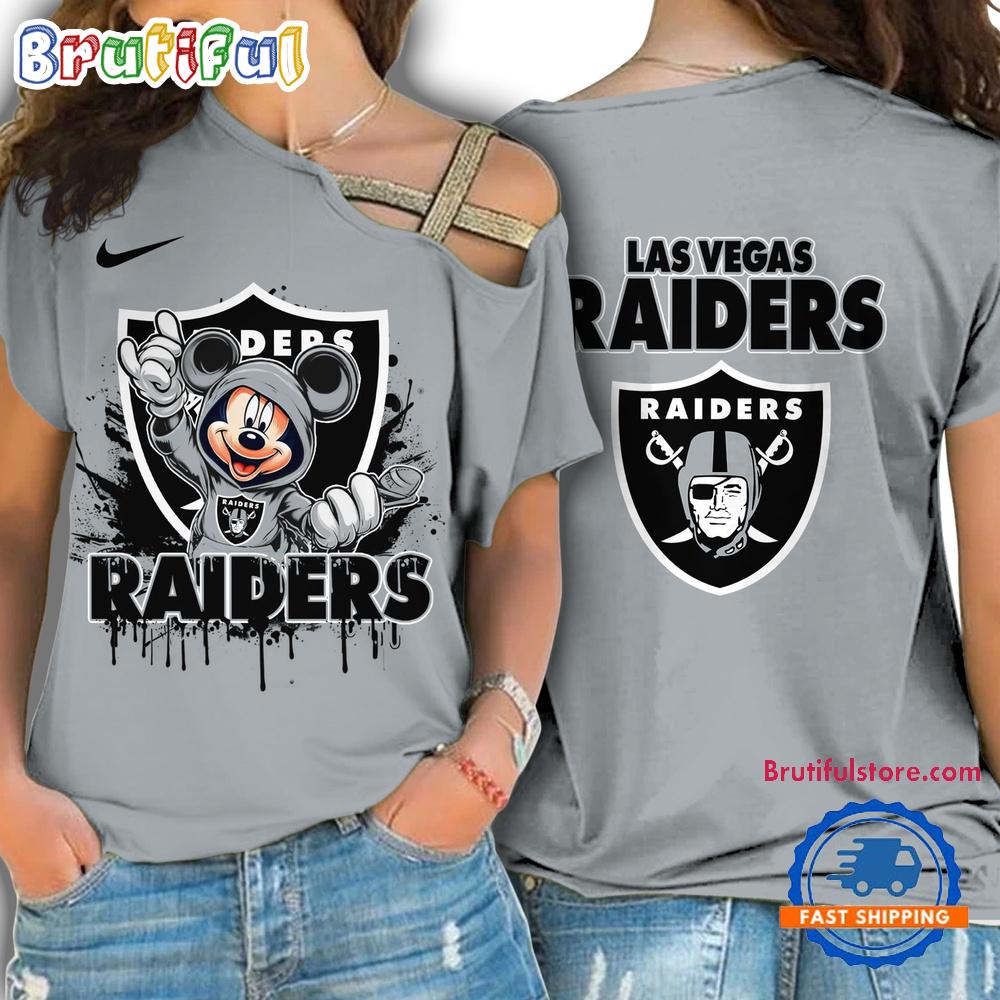 Sportswearmerch Las Vegas Raiders NFL Mickey Mouse Strapless Sleeve Short For Fan
