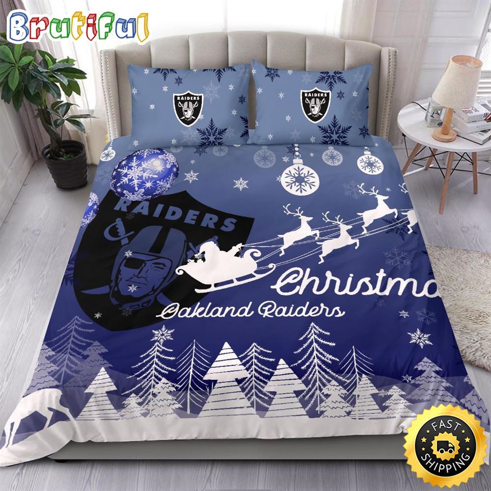 Sportswearmerch Las Vegas Raiders NFL NFL Christmas Bedding Sets For Fan