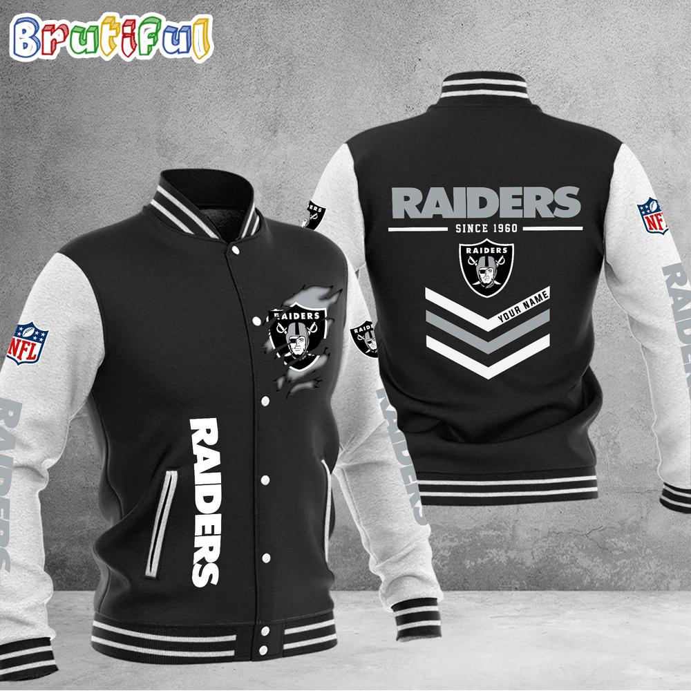 Sportswearmerch Las Vegas Raiders NFL Personalized Baseball Jacket For Fan
