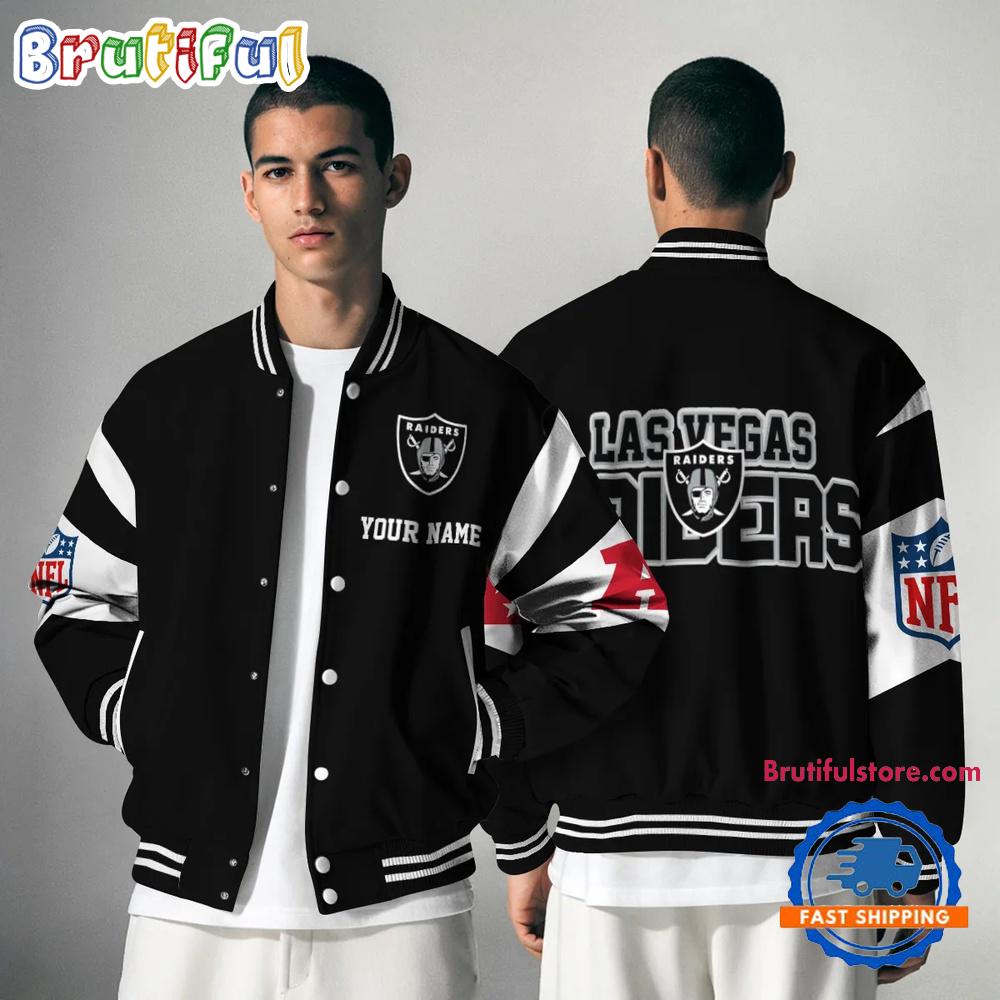Sportswearmerch Las Vegas Raiders NFL Personalized Baseball Jacket For Fan