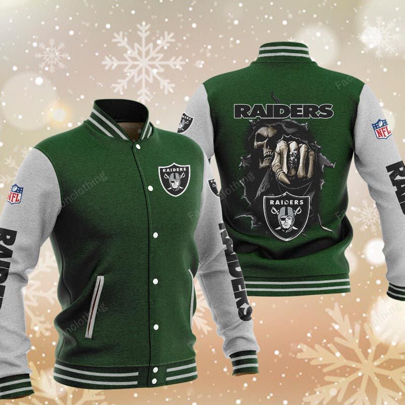 Sportswearmerch Las Vegas Raiders NFL Personalized Baseball Jacket For Fan