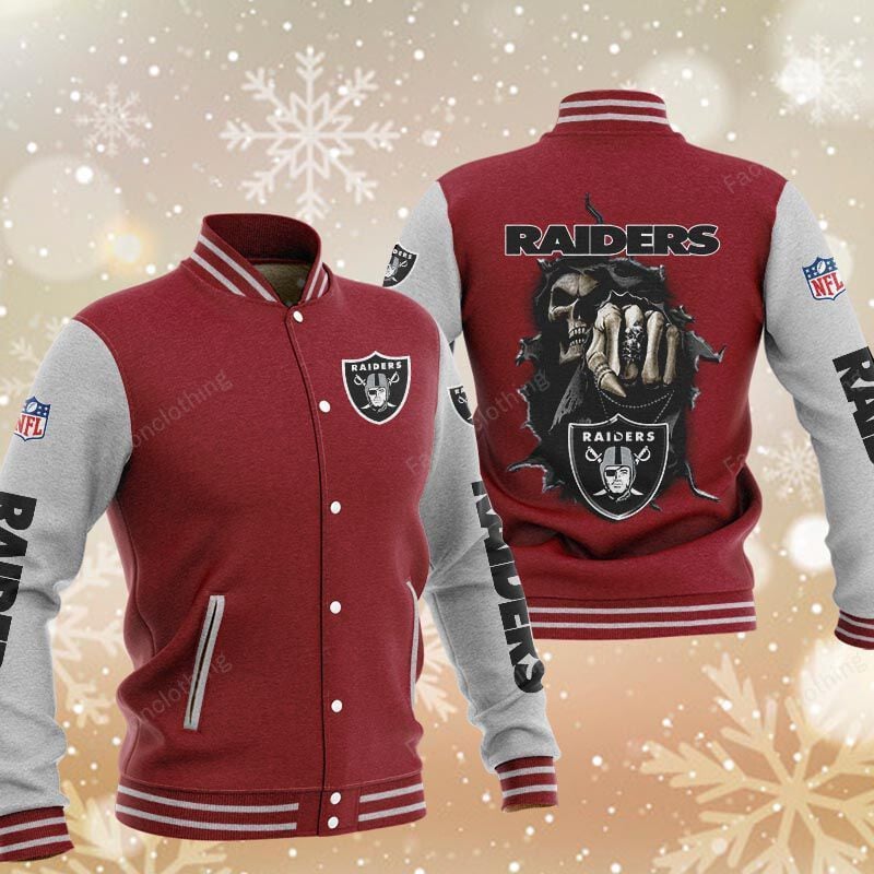 Sportswearmerch Las Vegas Raiders NFL Personalized Baseball Jacket For Fan