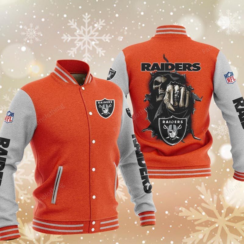 Sportswearmerch Las Vegas Raiders NFL Personalized Baseball Jacket For Fan