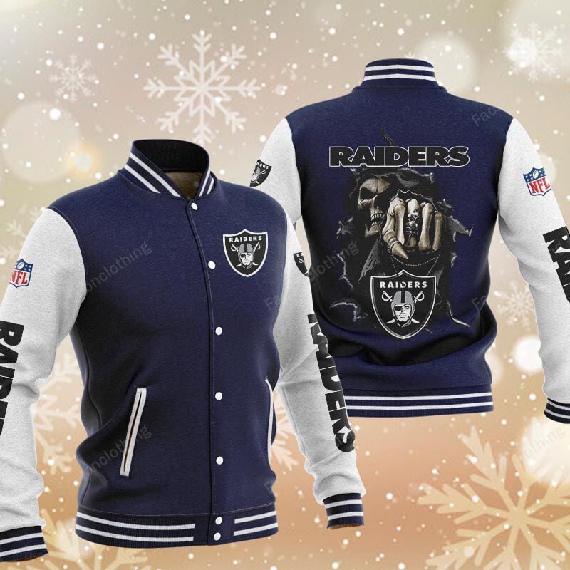 Sportswearmerch Las Vegas Raiders NFL Personalized Baseball Jacket For Fan