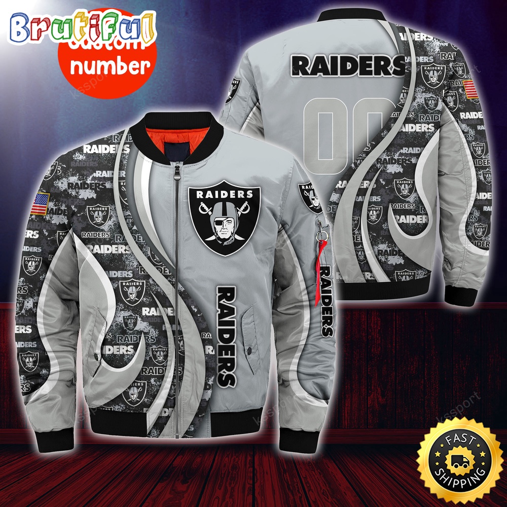 Sportswearmerch Las Vegas Raiders NFL Personalized Bomber Jacket For Fan