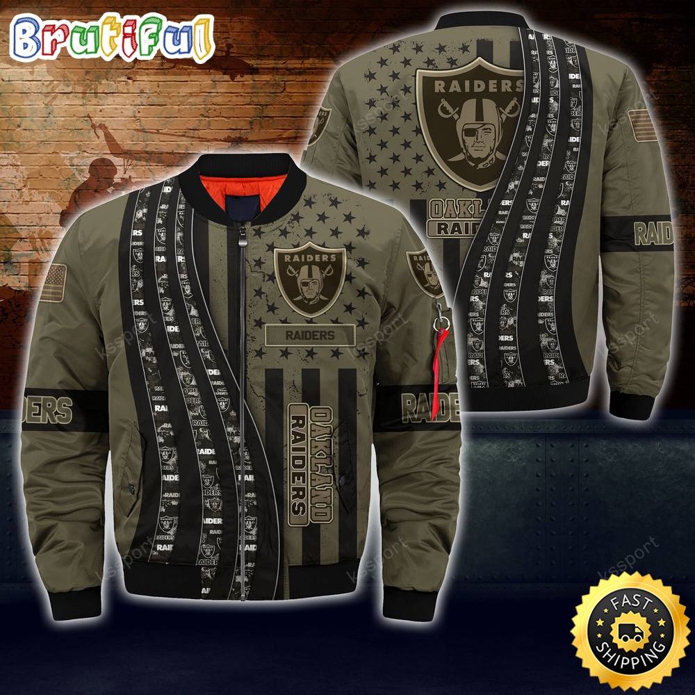 Sportswearmerch Las Vegas Raiders NFL Personalized Bomber Jacket For Fan
