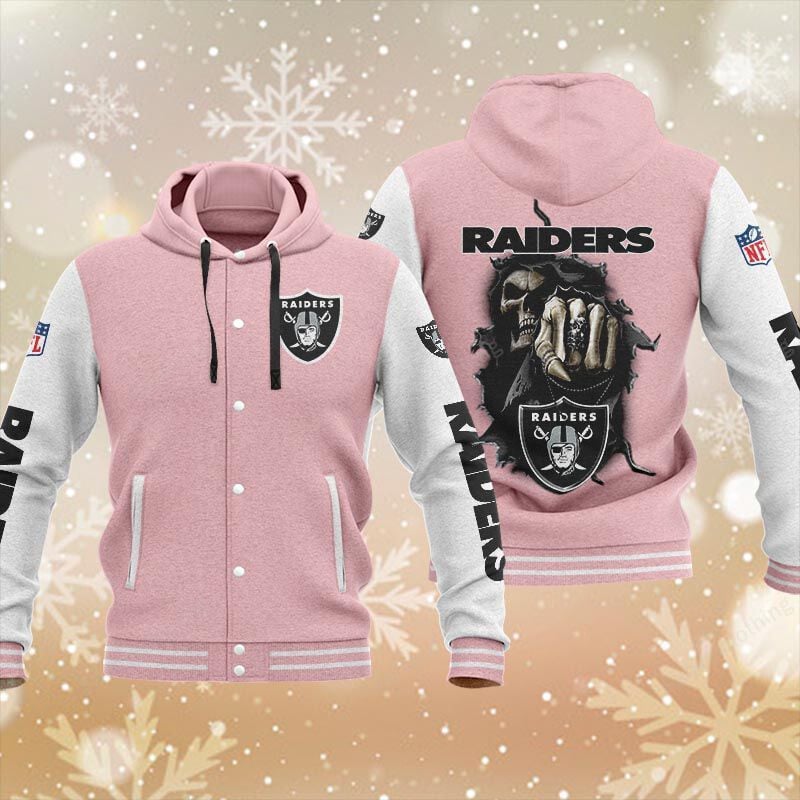 Sportswearmerch Las Vegas Raiders NFL Personalized Hooded Baseball Jacket For Fan