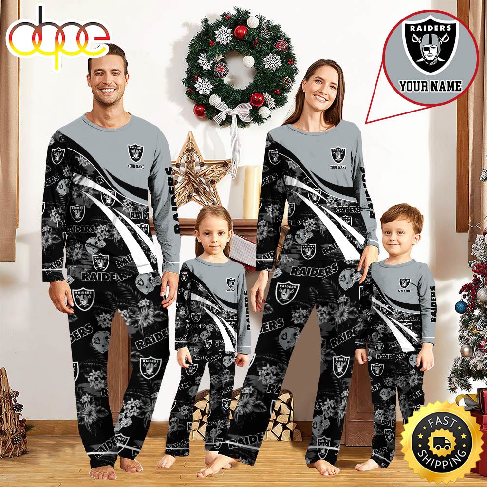 Sportswearmerch Las Vegas Raiders NFL Personalized Pajamas Family For Fan