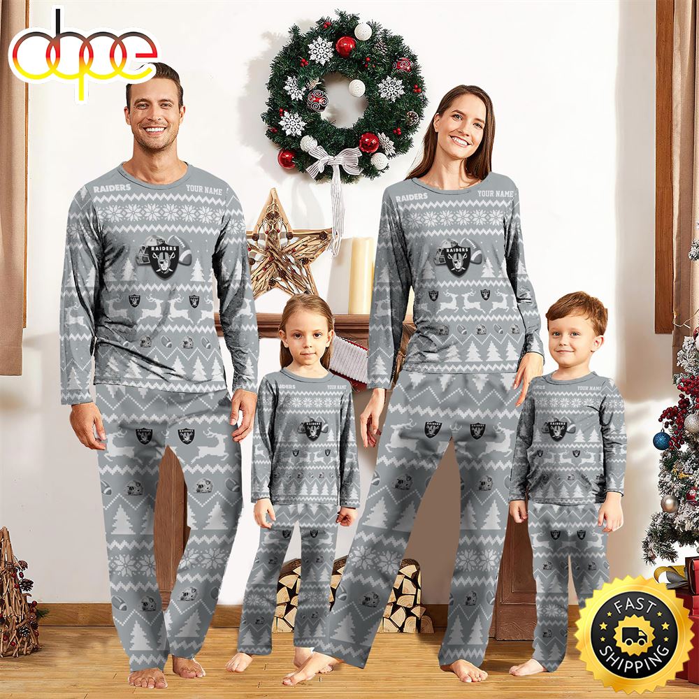 Sportswearmerch Las Vegas Raiders NFL Personalized Pajamas Family For Fan