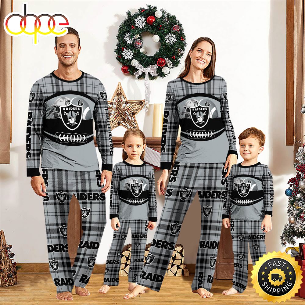 Sportswearmerch Las Vegas Raiders NFL Personalized Pajamas Family For Fan