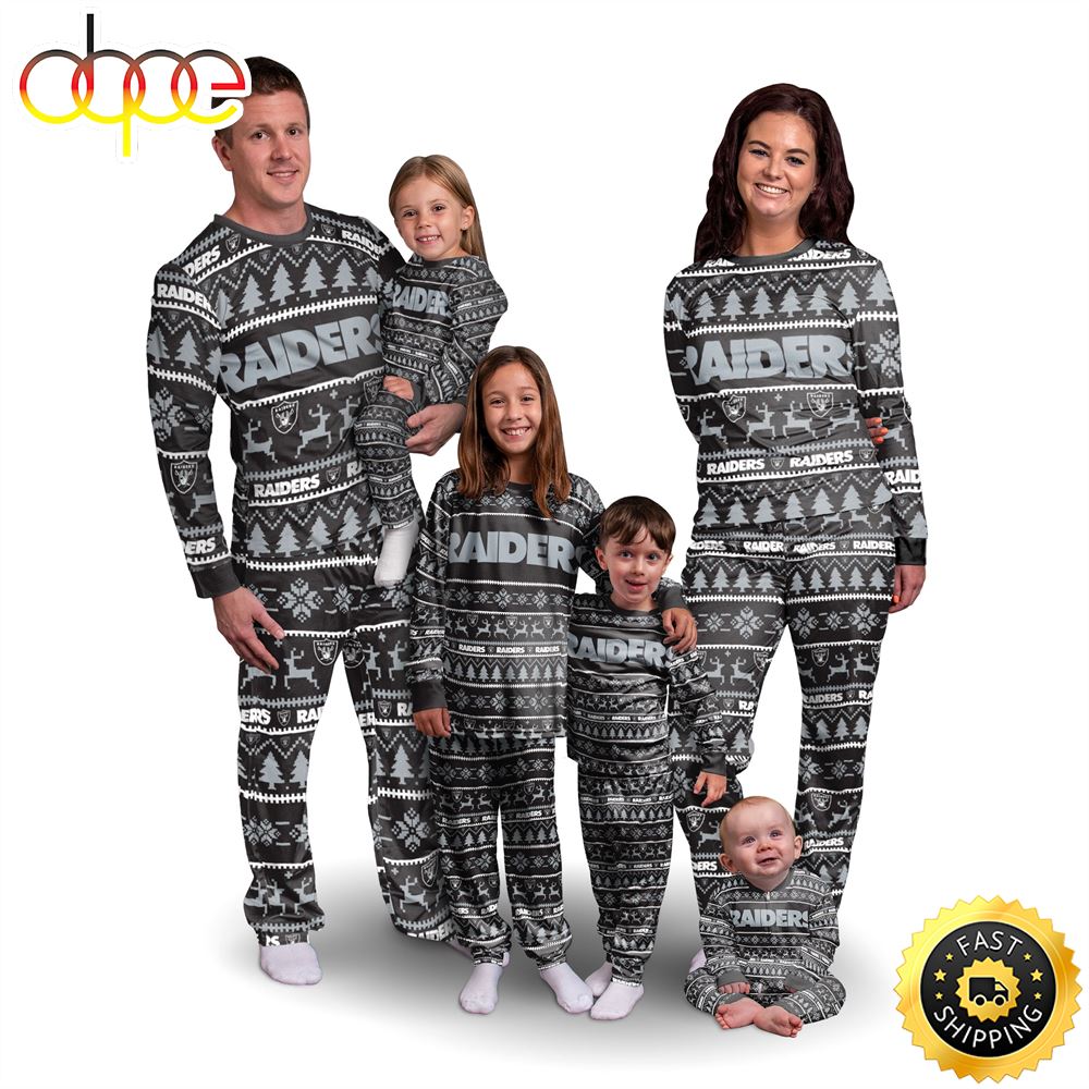 Sportswearmerch Las Vegas Raiders NFL Personalized Pajamas Family For Fan