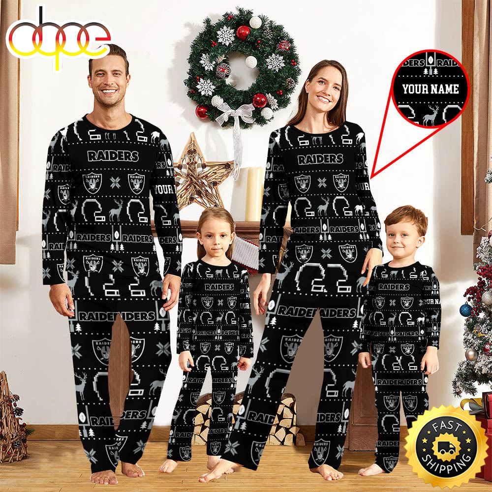 Sportswearmerch Las Vegas Raiders NFL Personalized Pajamas Family For Fan
