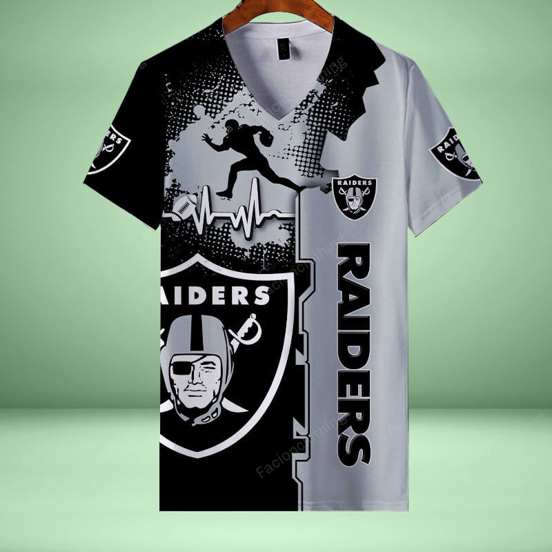 Sportswearmerch Las Vegas Raiders NFL Personalized V-neck Women T-shirt For Fan