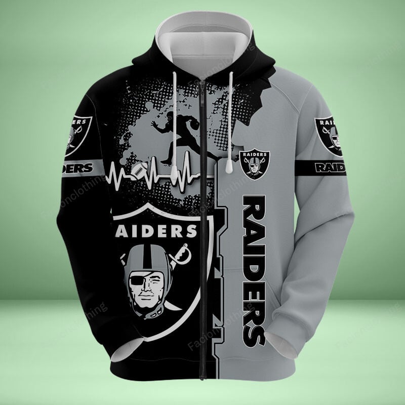 Sportswearmerch Las Vegas Raiders NFL Personalized Zip Hoodie For Fan