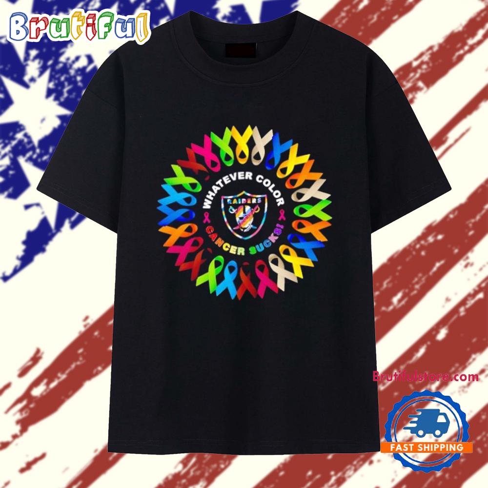 Sportswearmerch Las Vegas Raiders NFL Whatever Color Cancer Sucks T Shirt For Fan