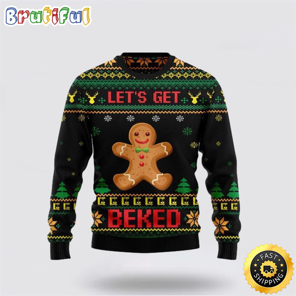 Sportswearmerch Let's Get Baked Personalized Christmas Sweater For Fan