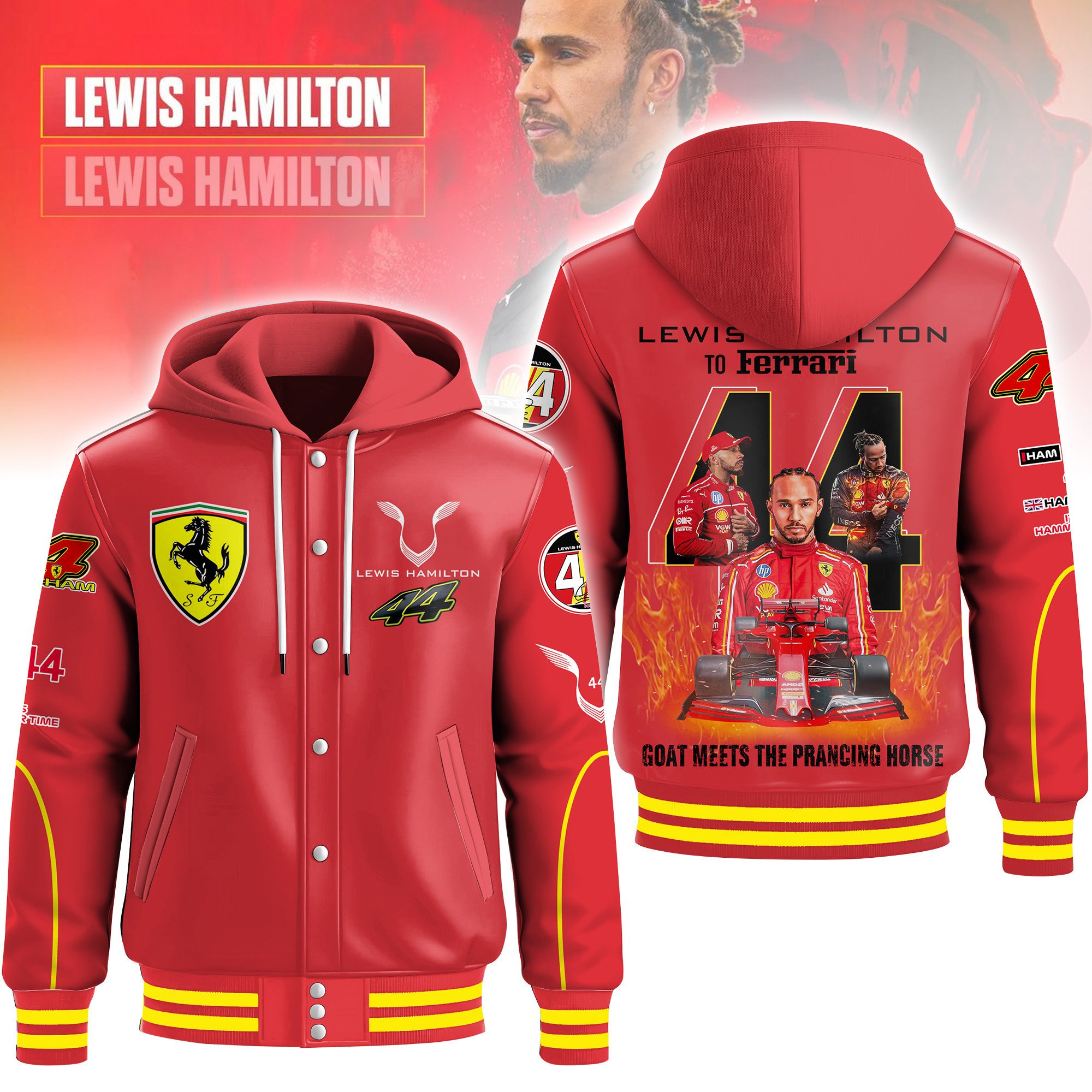 Sportswearmerch Lewis Hamilton Hooded Baseball Jacket Gift For Fan