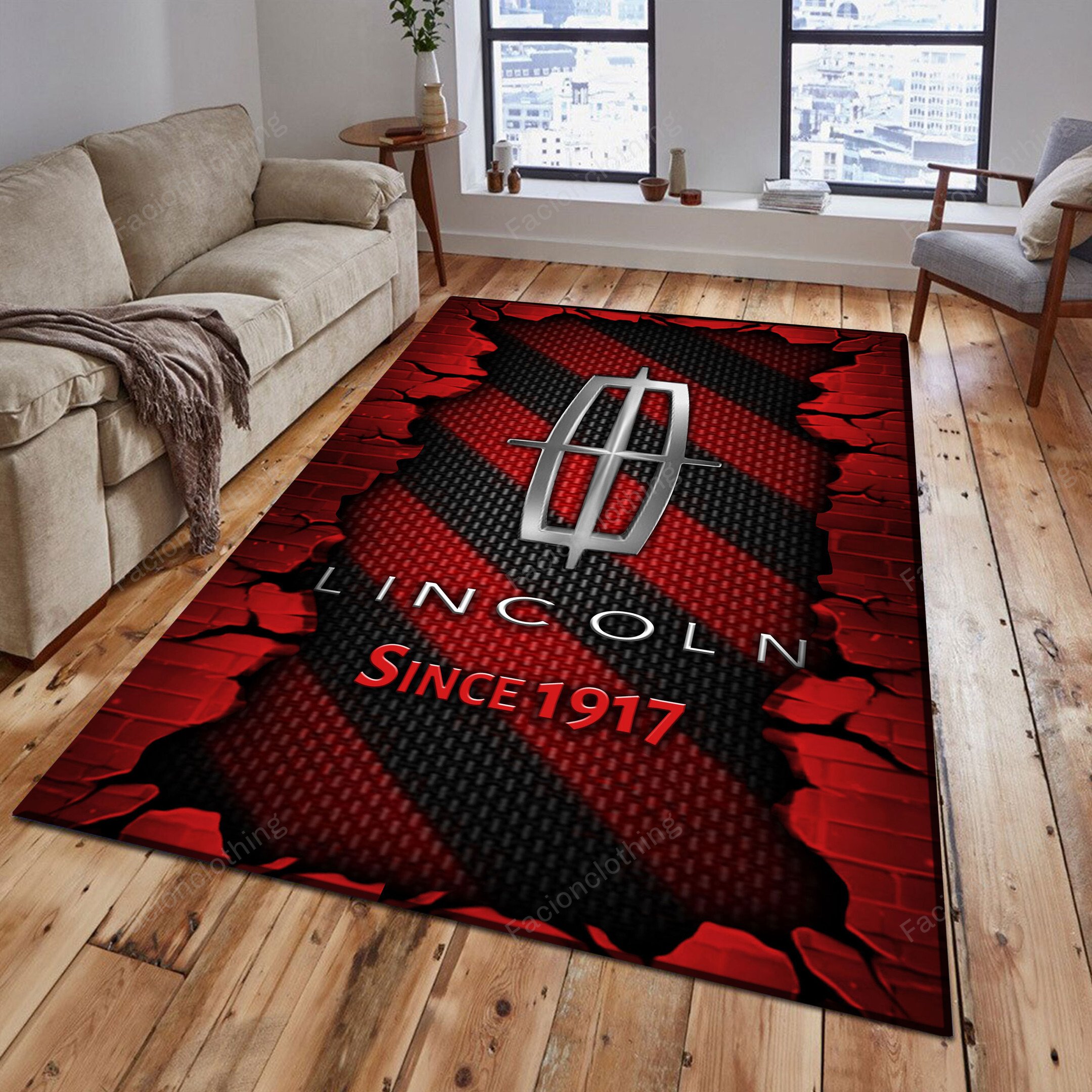 Sportswearmerch Lincoln Car Personalized Rug For Fan