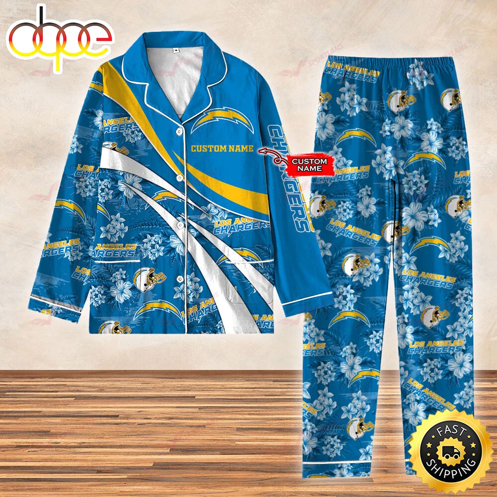 Sportswearmerch Los Angeles Chargers NFL 3D Personalized Christmas Personalized Pajamas For Fan