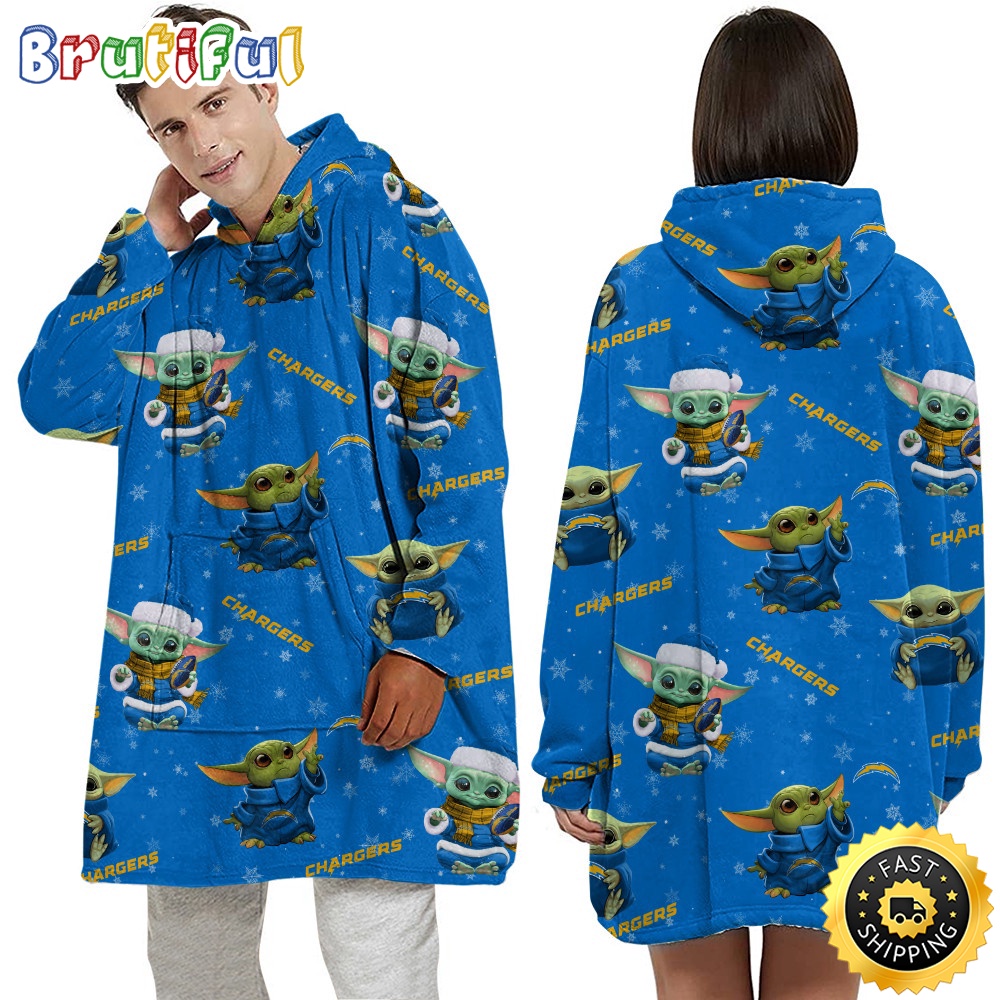 Sportswearmerch Los Angeles Chargers NFL Baby Yoda Personalized Blaket Hoodie For Fan
