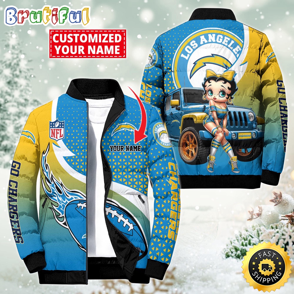 Sportswearmerch Los Angeles Chargers NFL Betty Boop Puffer Jacket For Fan
