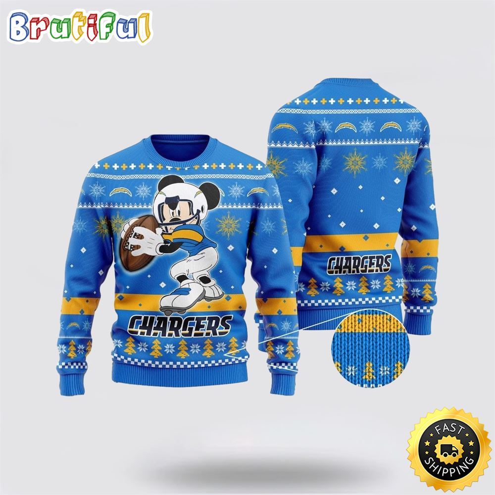 Sportswearmerch Los Angeles Chargers NFL Christmas Sweater Mickey Mouse For Fan