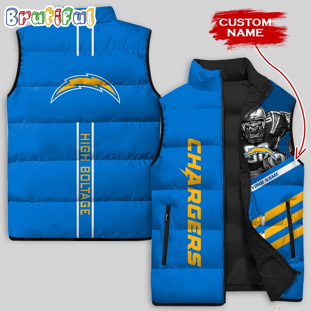 Sportswearmerch Los Angeles Chargers NFL Damn Right Sleeveless Down Puffer Jacket For Fan