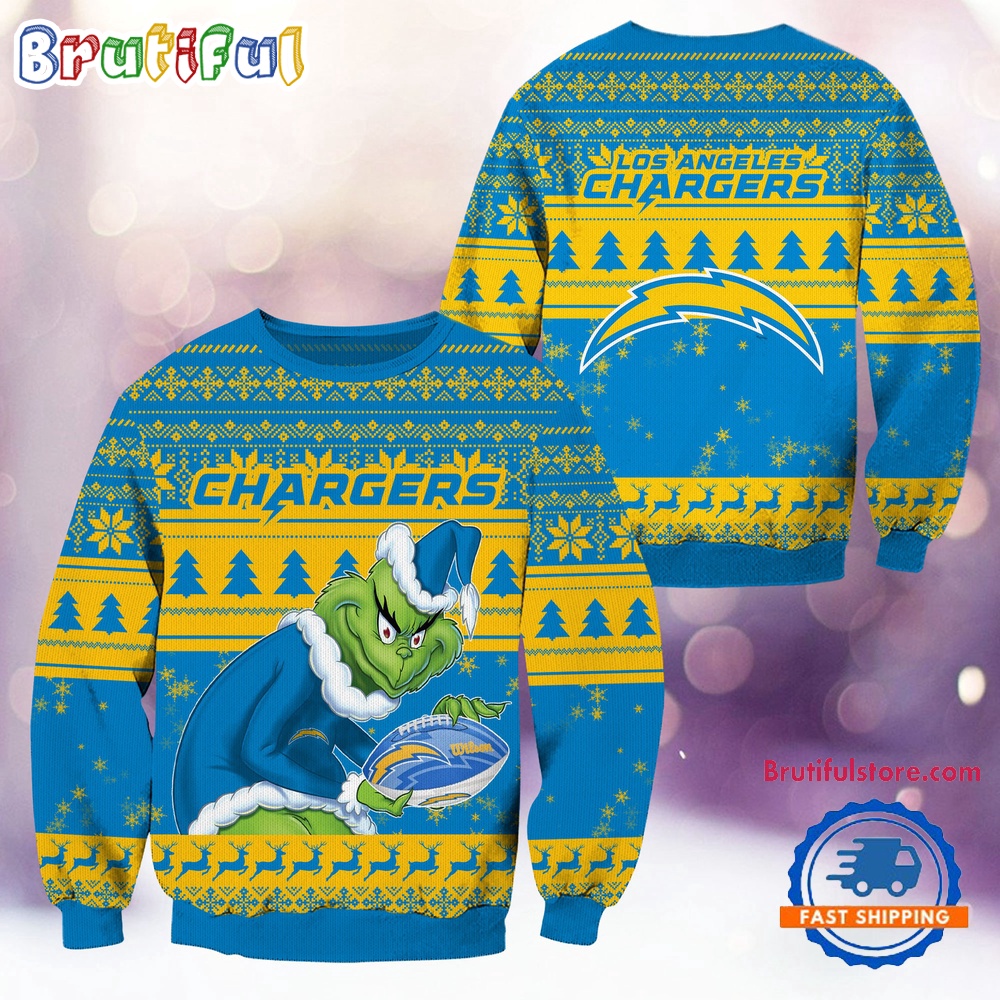 Sportswearmerch Los Angeles Chargers NFL Football Grinch Christmas Sweater For Fan