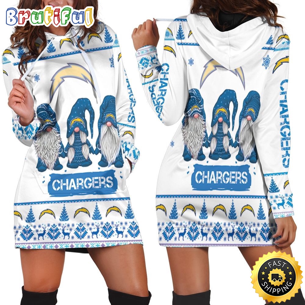 Sportswearmerch Los Angeles Chargers NFL Gnomes Hoodie Dress For Fan