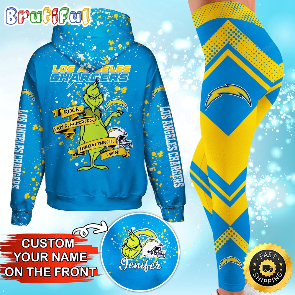 Sportswearmerch Los Angeles Chargers NFL Hoodie Leggings The Grinch For Fan