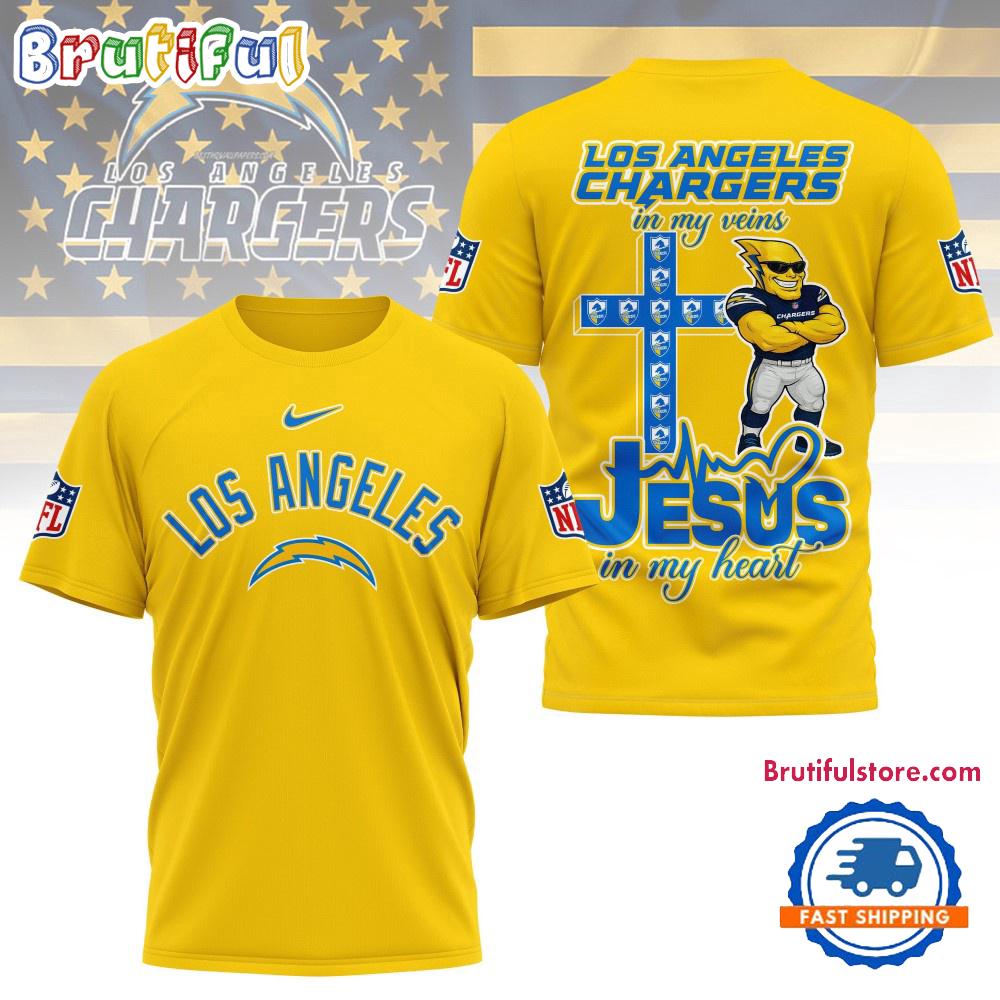 Sportswearmerch Los Angeles Chargers NFL In My Veins In My Heart T-Shirt For Fan