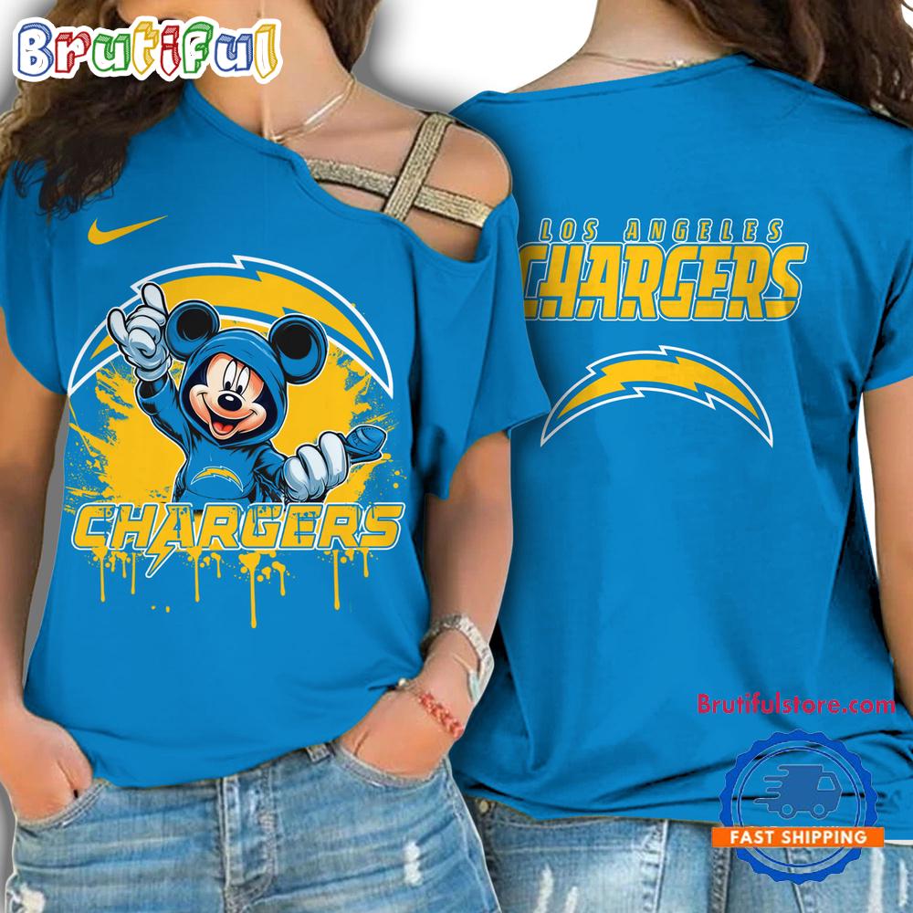 Sportswearmerch Los Angeles Chargers NFL Mickey Mouse Strapless Sleeve Short For Fan