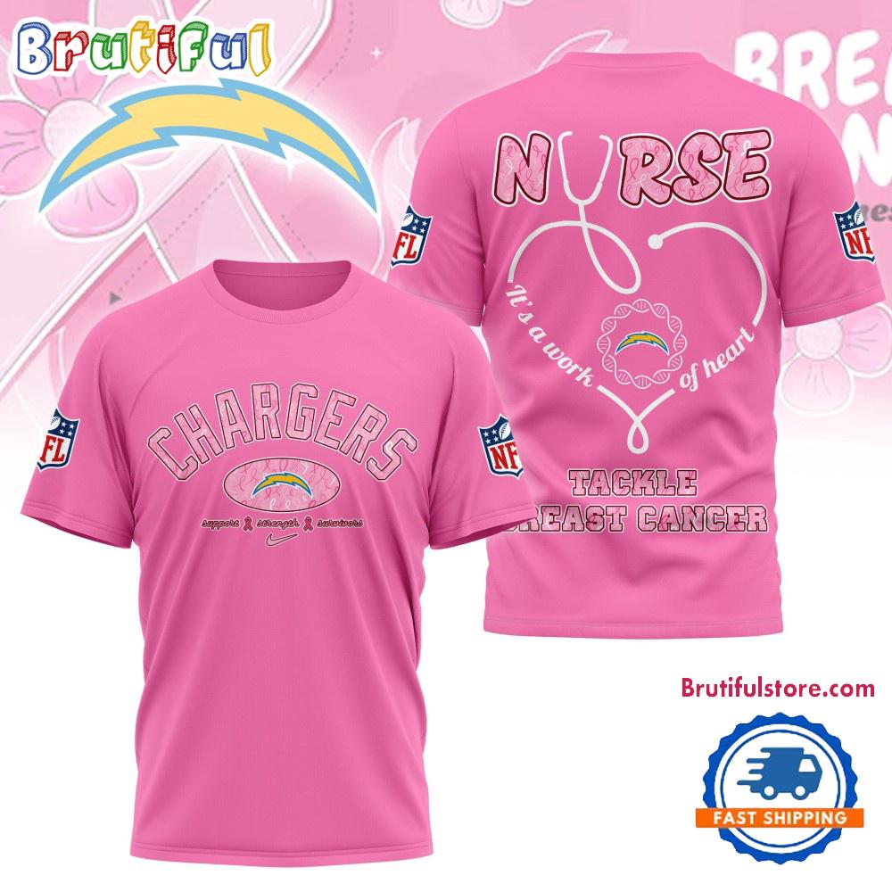 Sportswearmerch Los Angeles Chargers NFL Nurse Breast Cancer Awareness T-shirt For Fan