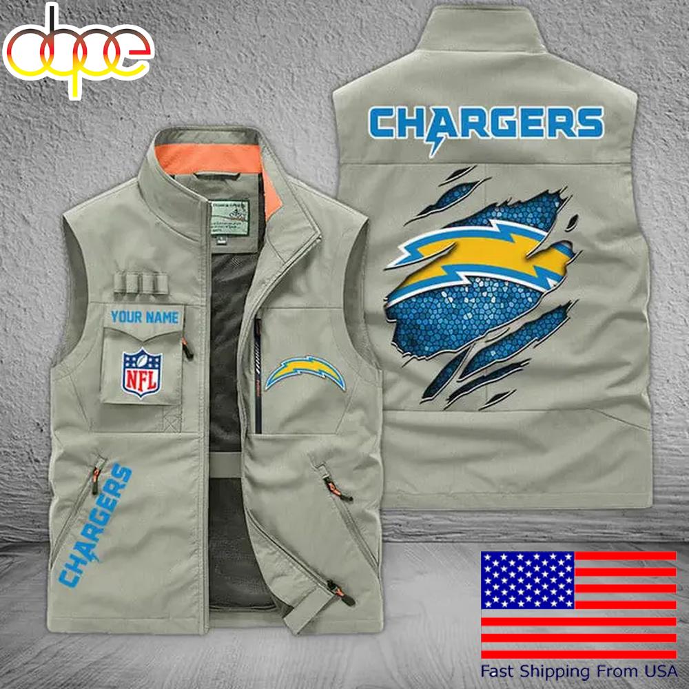 Sportswearmerch Los Angeles Chargers NFL On Back Personalized Pocket Vest For Fan