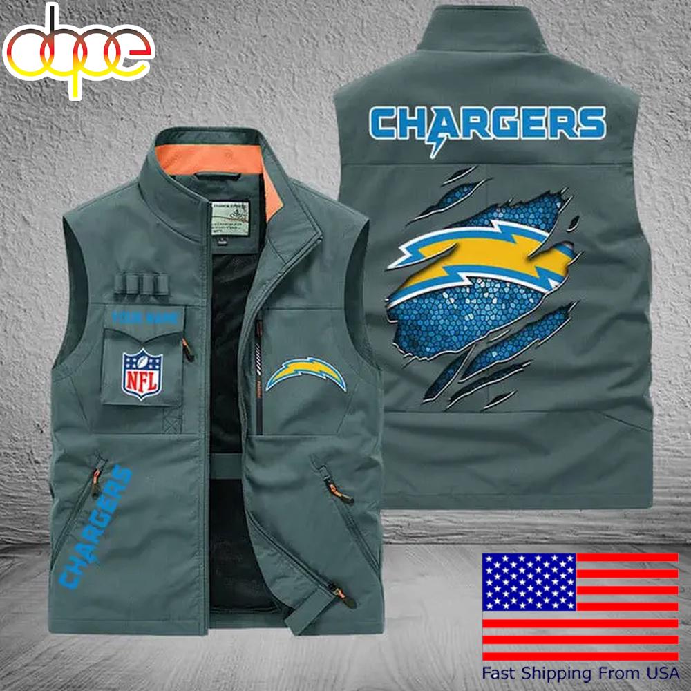 Sportswearmerch Los Angeles Chargers NFL On Back Personalized Pocket Vest For Fan
