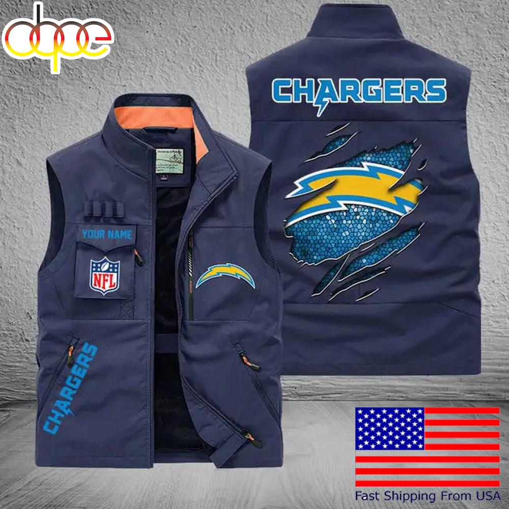 Sportswearmerch Los Angeles Chargers NFL On Back Personalized Pocket Vest For Fan