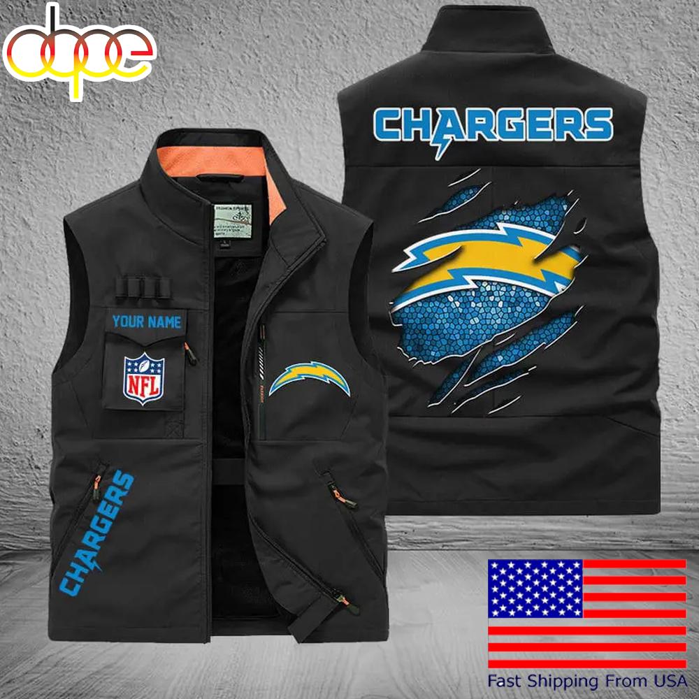 Sportswearmerch Los Angeles Chargers NFL On Back Personalized Pocket Vest For Fan