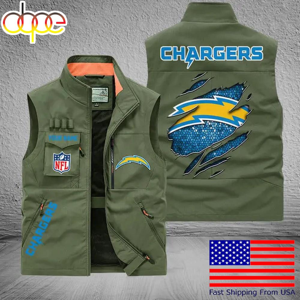 Sportswearmerch Los Angeles Chargers NFL On Back Personalized Pocket Vest For Fan