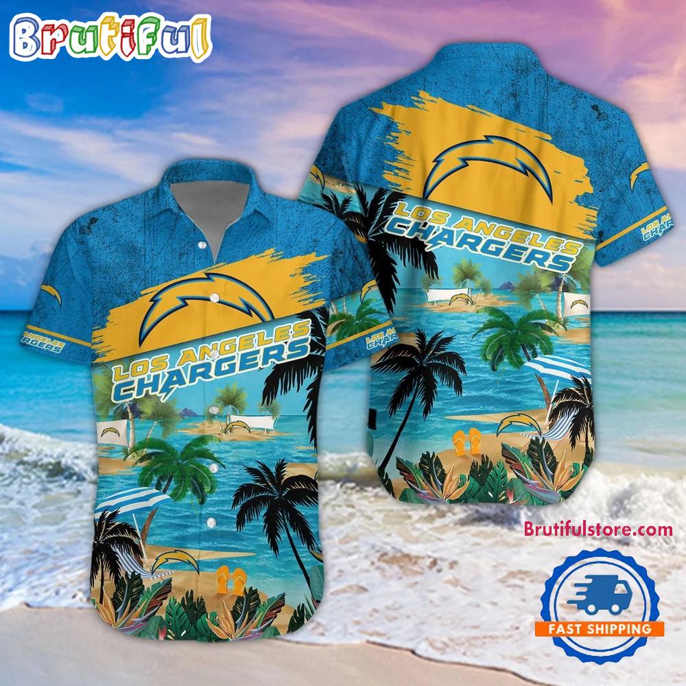Sportswearmerch Los Angeles Chargers NFL Palm Tree Summer Beach Personalized Hawaiian Shirt For Fan