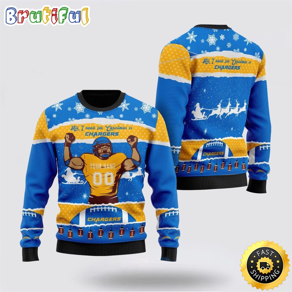 Sportswearmerch Los Angeles Chargers NFL Personalized Christmas Sweater For Fan