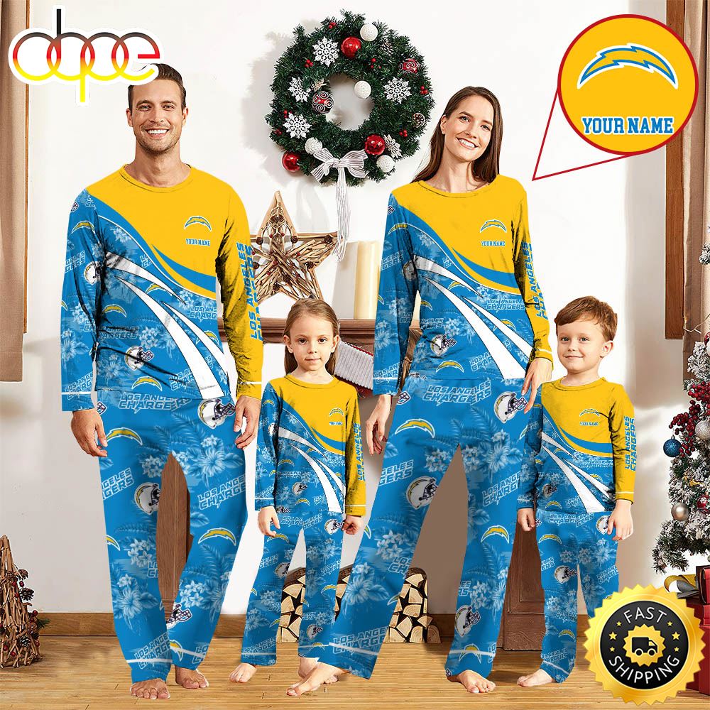 Sportswearmerch Los Angeles Chargers NFL Personalized Pajamas Family For Fan
