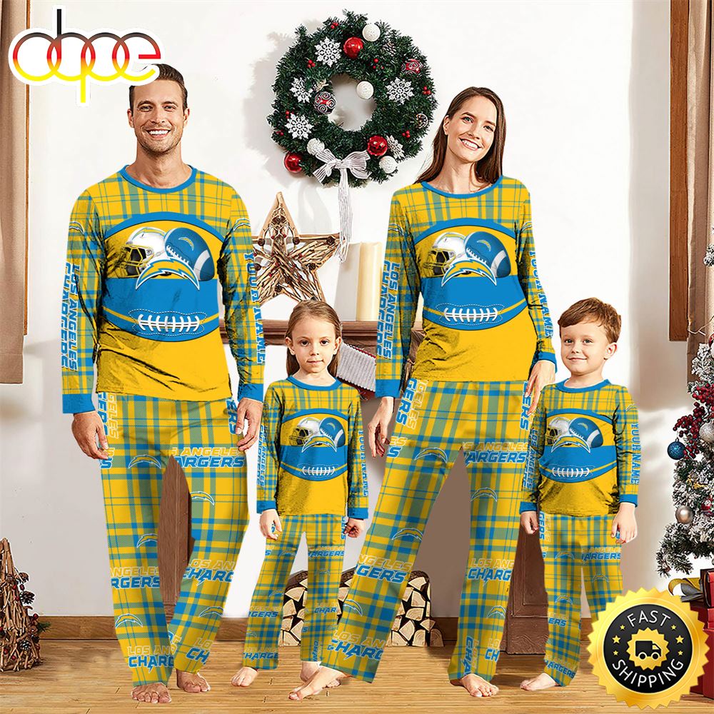 Sportswearmerch Los Angeles Chargers NFL Personalized Pajamas Family For Fan