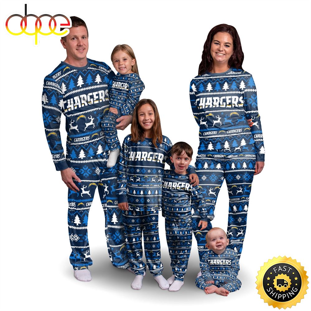 Sportswearmerch Los Angeles Chargers NFL Personalized Pajamas Family For Fan
