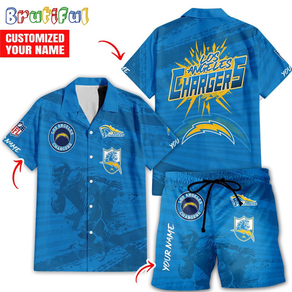 Sportswearmerch Los Angeles Chargers NFL Personalized Set Short Set For Fan