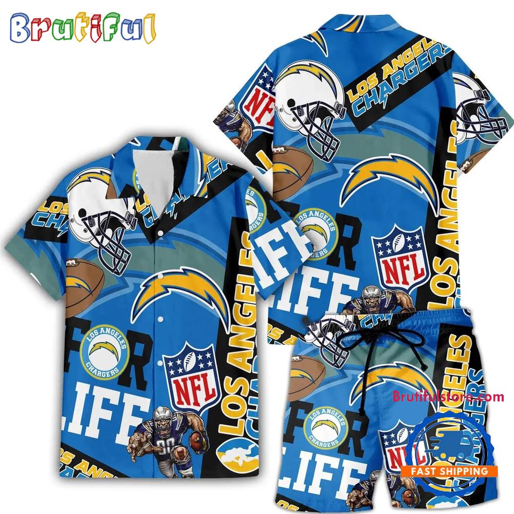 Sportswearmerch Los Angeles Chargers NFL Personalized Set Short Set For Fan